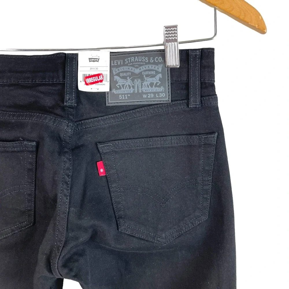 Levi's 511 Slim Jeans Mens Actual 29x28 Black Flex Stretch Denim Pants Irregular